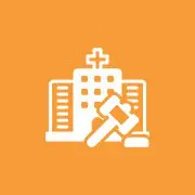 Hospital legal icon with gavel